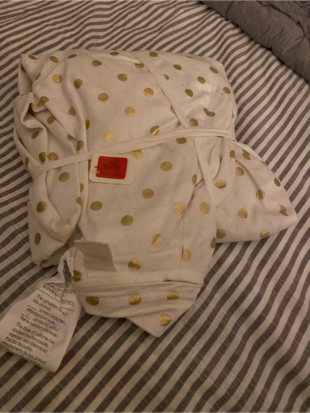 Pottery barn teen White and Gold Polka Dot beanbag cover
